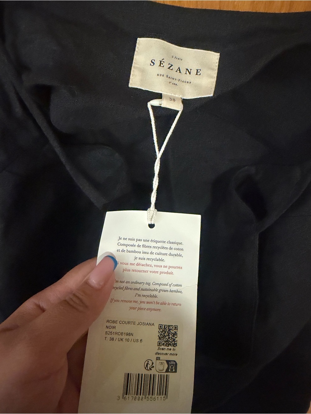 NWT Sezane Josiana Dress in Black - Picture 7 of 7